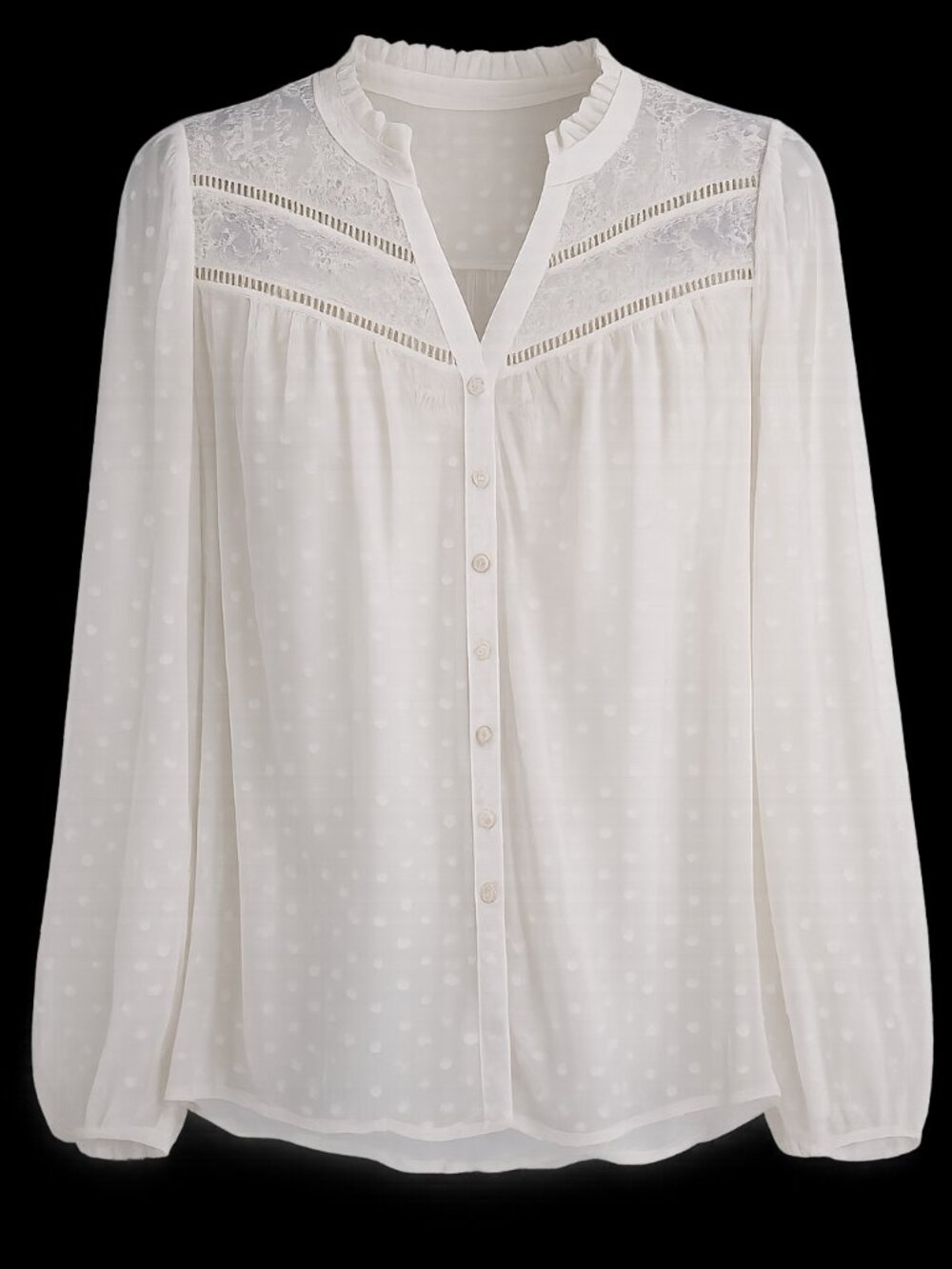 Torrid White Swiss Dot Lace Blouse Size 00 Sheer Boho Peasant Top Button Front